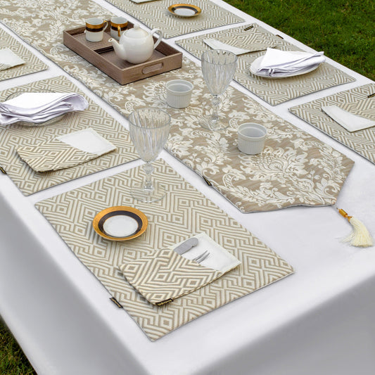 Majestic Bonanza Sand brown Silk Table Set