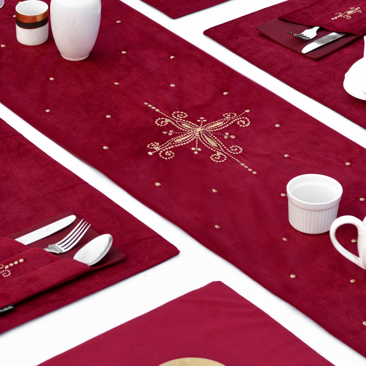 Ashfield Embroidered Velvet Table Set