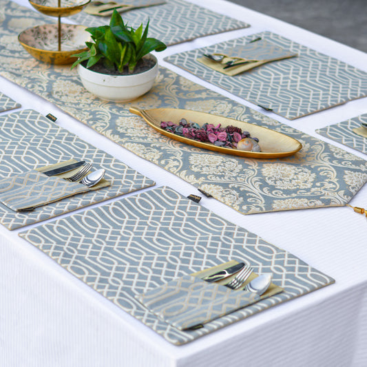 Carlson Sand Grey Silk Table Set